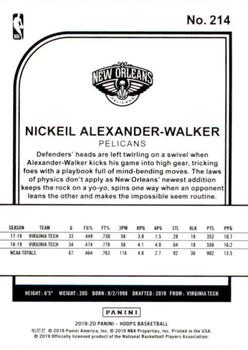 2019-20 Hoops #214 Nickeil Alexander-Walker Back