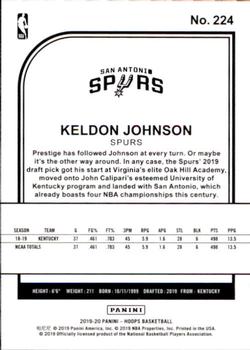 2019-20 Hoops #224 Keldon Johnson Back