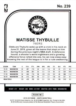 2019-20 Hoops #239 Matisse Thybulle Back