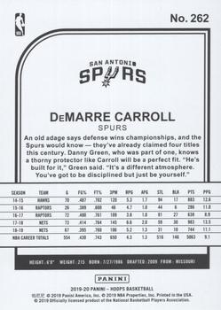 2019-20 Hoops #262 DeMarre Carroll Back