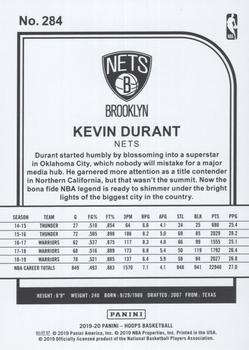 2019-20 Hoops #284 Kevin Durant Back