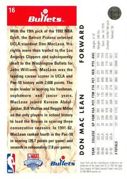 1992-93 Upper Deck #16 Don MacLean Back