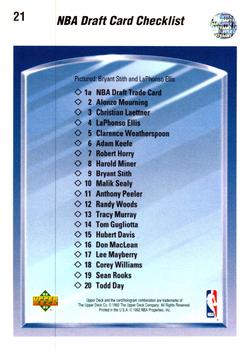 1992-93 Upper Deck #21 NBA Draft Card Checklist (Bryant Stith / LaPhonso Ellis) Back