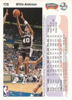 1992-93 Upper Deck #170 Willie Anderson Back