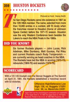 1992-93 Upper Deck #359 Houston Rockets Back