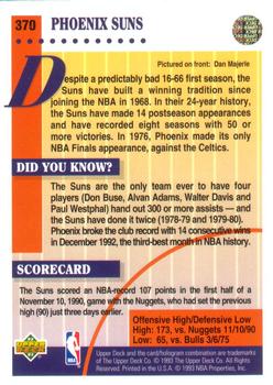 1992-93 Upper Deck #370 Phoenix Suns Back