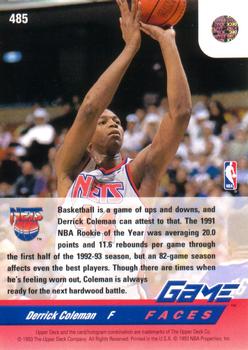1992-93 Upper Deck #485 Derrick Coleman Back