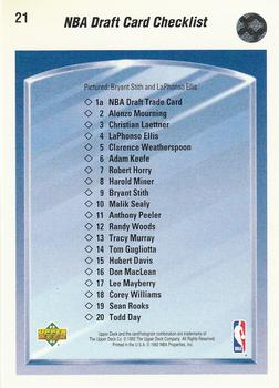 1992-93 Upper Deck #21 NBA Draft Card Checklist (Bryant Stith / LaPhonso Ellis) Back