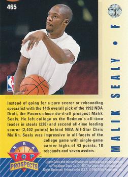 1992-93 Upper Deck #465 Malik Sealy Back