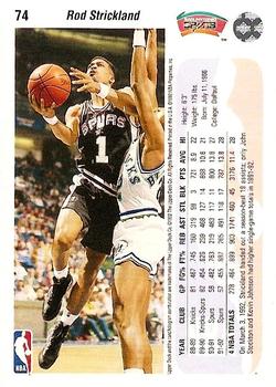 1992-93 Upper Deck #74 Rod Strickland Back