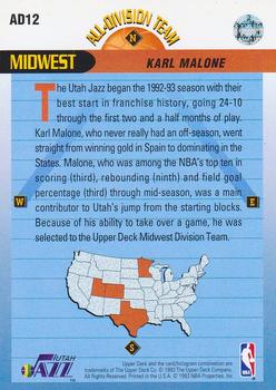 1992-93 Upper Deck - All-Division Team #AD12 Karl Malone Back