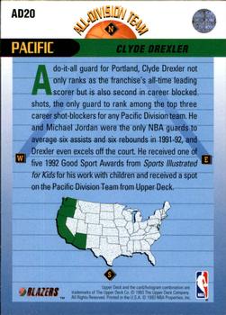 1992-93 Upper Deck - All-Division Team #AD20 Clyde Drexler Back