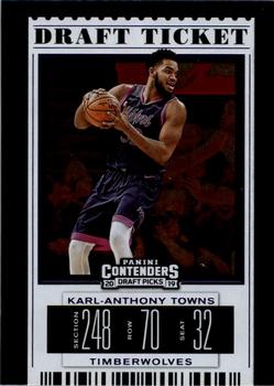 2019 Panini Contenders Draft Picks - Draft Ticket Blue Foil #25 Karl-Anthony Towns Front