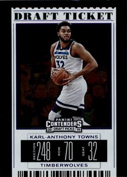 2019 Panini Contenders Draft Picks - Draft Ticket Blue Foil #25b Karl-Anthony Towns Front