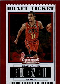 2019 Panini Contenders Draft Picks - Draft Ticket Blue Foil #49b Trae Young Front