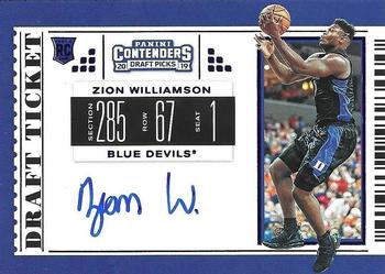 2019 Panini Contenders Draft Picks - Draft Ticket Blue Foil #51 Zion Williamson Front