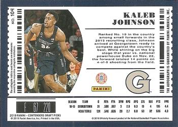 2019 Panini Contenders Draft Picks - Draft Ticket Blue Foil #104 Kaleb Johnson Back