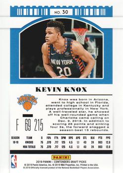 2019 Panini Contenders Draft Picks - Draft Ticket #30 Kevin Knox Back