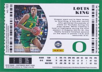 2019 Panini Contenders Draft Picks - Draft Ticket #122 Louis King Back