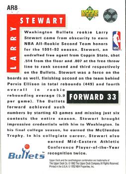 1992-93 Upper Deck - All-Rookie Team #AR8 Larry Stewart Back