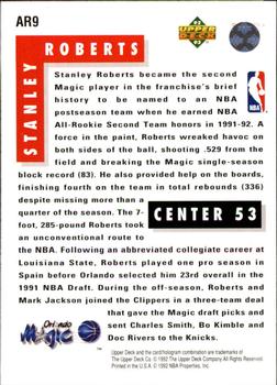 1992-93 Upper Deck - All-Rookie Team #AR9 Stanley Roberts Back