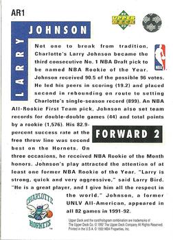 1992-93 Upper Deck - All-Rookie Team #AR1 Larry Johnson Back