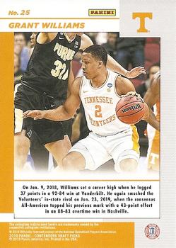 2019 Panini Contenders Draft Picks - Game Day Ticket #25 Grant Williams Back