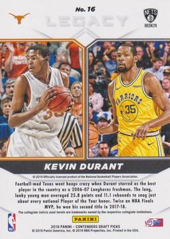 2019 Panini Contenders Draft Picks - Legacy #16 Kevin Durant Back