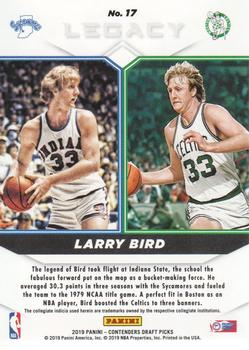 2019 Panini Contenders Draft Picks - Legacy #17 Larry Bird Back