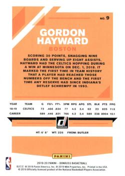 2019-20 Donruss #9 Gordon Hayward Back