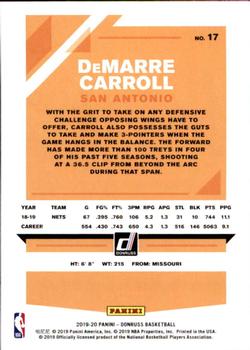 2019-20 Donruss #17 DeMarre Carroll Back