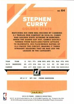 2019-20 Donruss #64 Stephen Curry Back