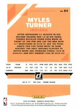 2019-20 Donruss #84 Myles Turner Back