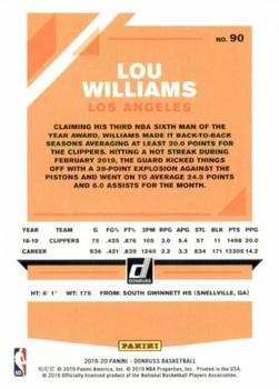 2019-20 Donruss #90 Lou Williams Back