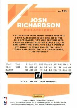 2019-20 Donruss #109 Josh Richardson Back