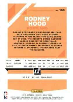 2019-20 Donruss #168 Rodney Hood Back