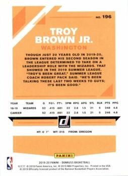 2019-20 Donruss #196 Troy Brown Jr. Back