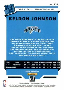 2019-20 Donruss #227 Keldon Johnson Back