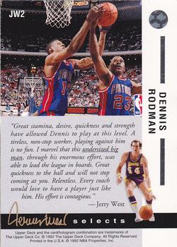 1992-93 Upper Deck - Jerry West Selects #JW2 Dennis Rodman Back