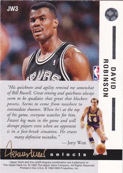 1992-93 Upper Deck - Jerry West Selects #JW3 David Robinson Back