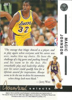 1992-93 Upper Deck - Jerry West Selects #JW7 Magic Johnson Back
