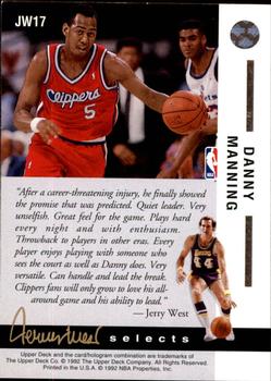 1992-93 Upper Deck - Jerry West Selects #JW17 Danny Manning Back