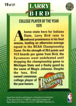 1992-93 Upper Deck - Basketball Heroes: Larry Bird #19 Larry Bird Back