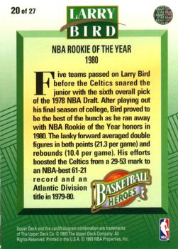1992-93 Upper Deck - Basketball Heroes: Larry Bird #20 Larry Bird Back