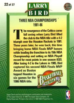 1992-93 Upper Deck - Basketball Heroes: Larry Bird #22 Larry Bird Back