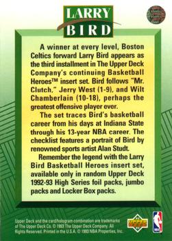1992-93 Upper Deck - Basketball Heroes: Larry Bird #NNO Header Card Back