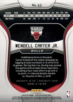 2019-20 Panini Certified #43 Wendell Carter Jr. Back