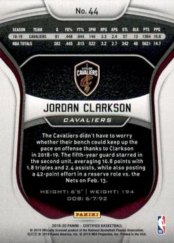2019-20 Panini Certified #44 Jordan Clarkson Back