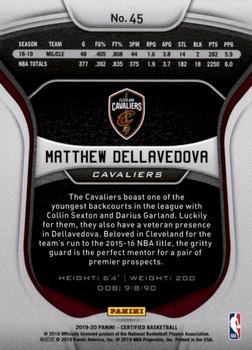 2019-20 Panini Certified #45 Matthew Dellavedova Back