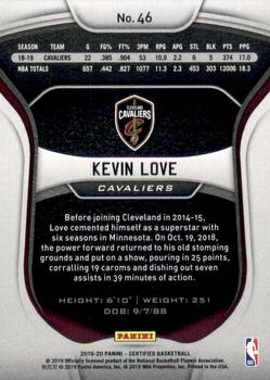 2019-20 Panini Certified #46 Kevin Love Back